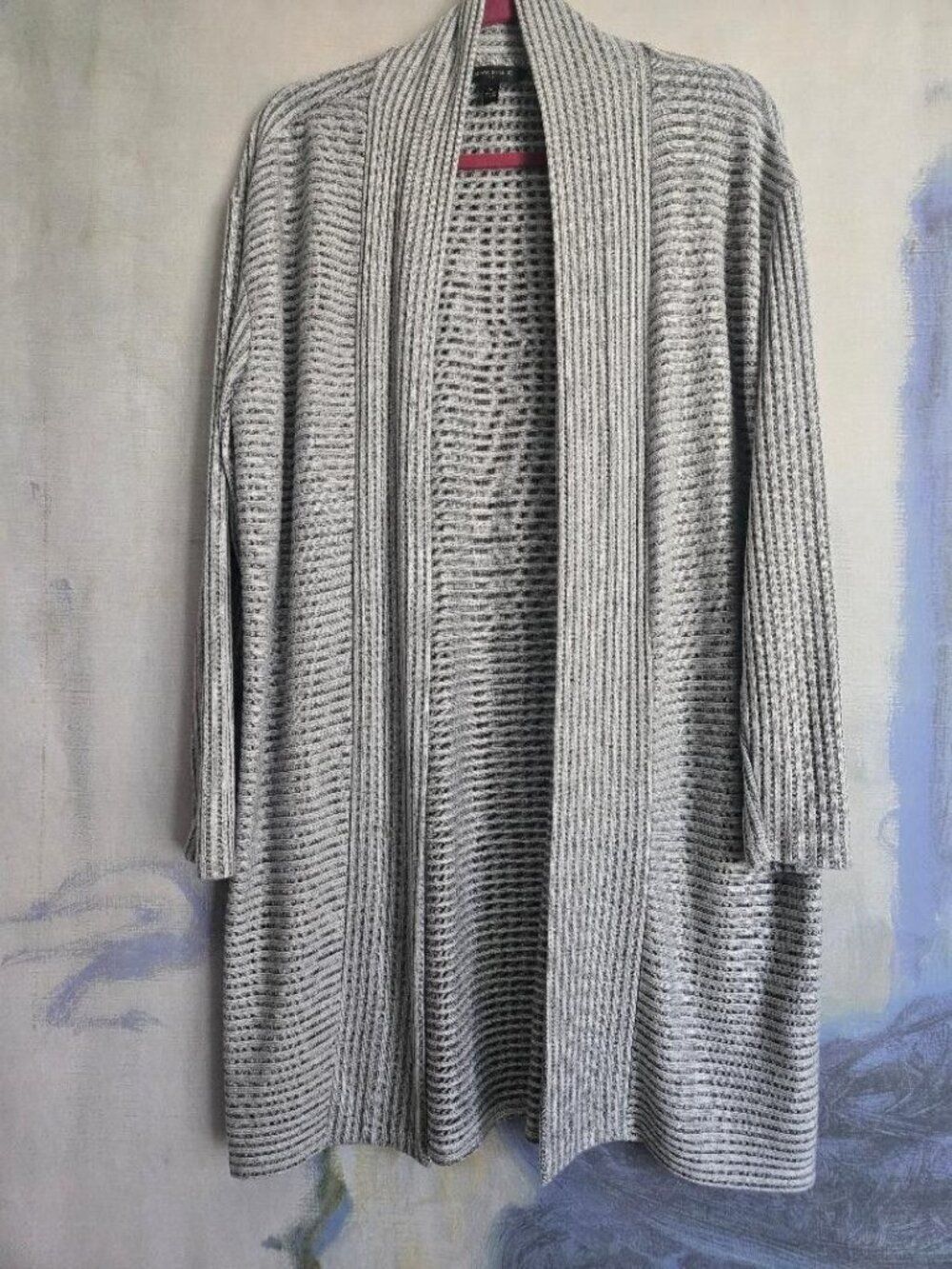 Banana Republic Women's Grey Ribbed Stripe Open Front Layering Cardigan Medium